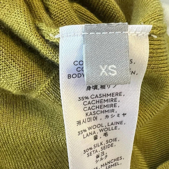 Reed Krakoff Sz XS Green Cashmere Wool V Neck Sheer Silk Long Sleeve Sweater Top - Picture 3 of 6